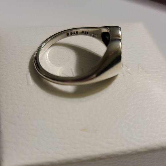 PANDORA HEART SIGNET CZ STERLING RING RETIRED - Picture 3 of 8